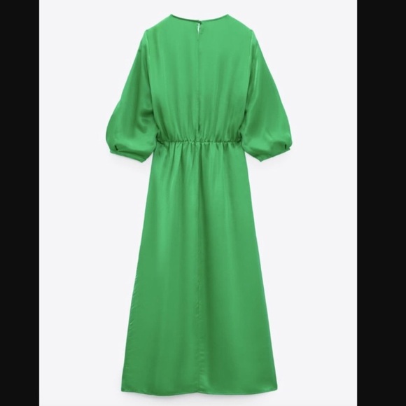ZARA GREEN KNOTTED SATIN EFFECT DRESS Size S - Picture 3 of 11